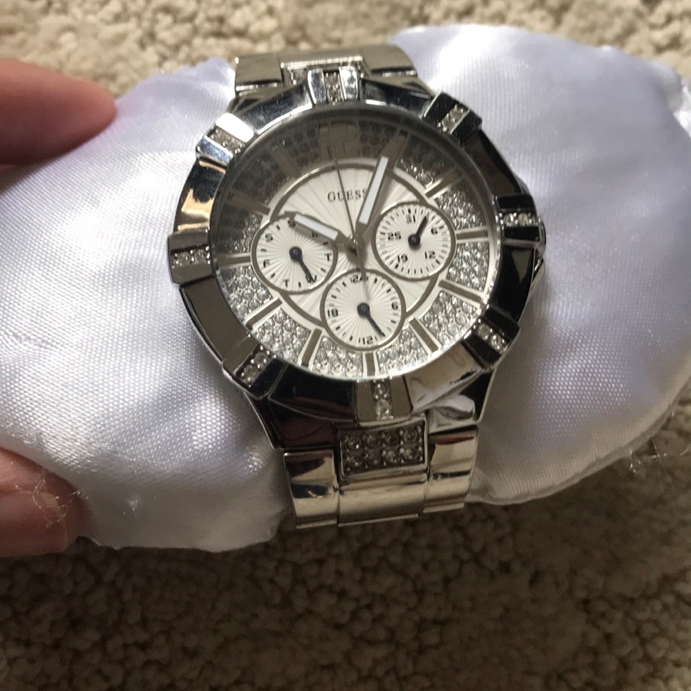 Guess silver diamond watch